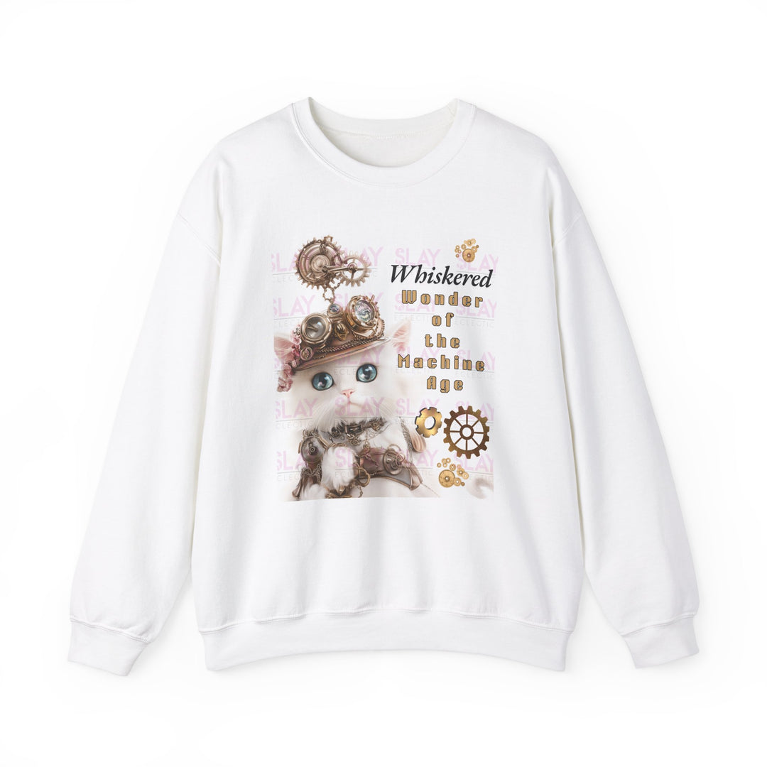 Purr-fectly Steampunk Cozy Crewneck Sweatshirt - Whimsical Cat Design for Animal Lovers, Fun and Unique Casual Wear