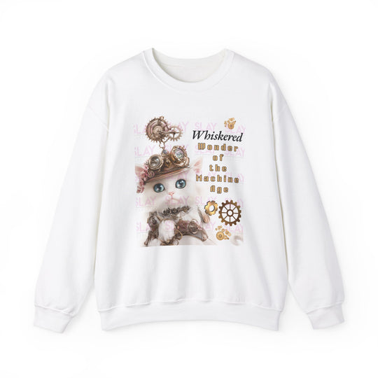 Whiskered Wonder Crewneck Sweatshirt - Cute Cat Steampunk, Cozy Casual Wear, Gift for Cat Lovers, Fun Sweatshirt, Unique Animal Apparel-Slay Eclectic