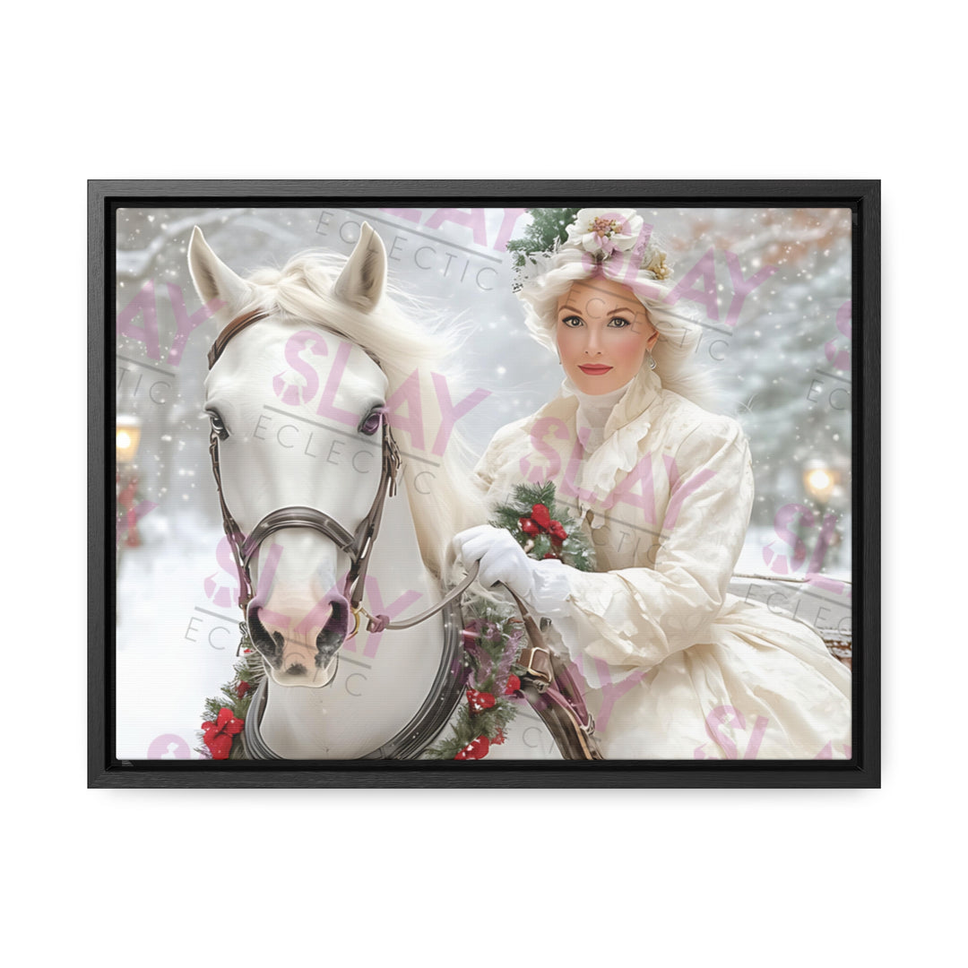 Victorian Winter Elegance: Horse & Rider Canvas Art for Timeless Decor