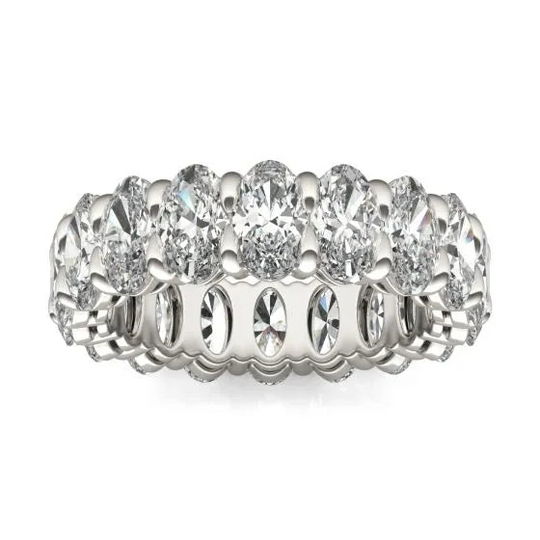 Stunning 4 CTW Oval Lab Grown Diamond Eternity Band in 14K White Gold