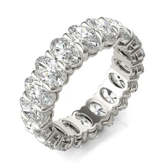 Stunning 4 CTW Oval Lab Grown Diamond Eternity Band in 14K White Gold