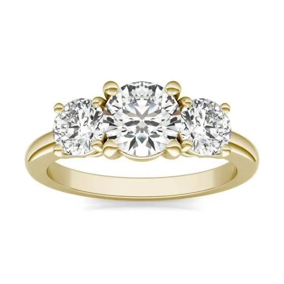 Stunning 2 CTW AGI Certified Lab Grown Diamond Three Stone Engagement Ring In Elegant 14K Gold Options