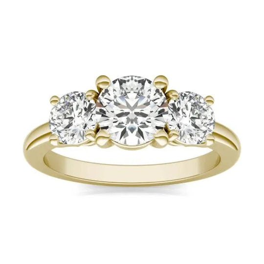 Stunning 2 CTW AGI Certified Lab Grown Diamond Three Stone Engagement Ring In Elegant 14K Gold Options