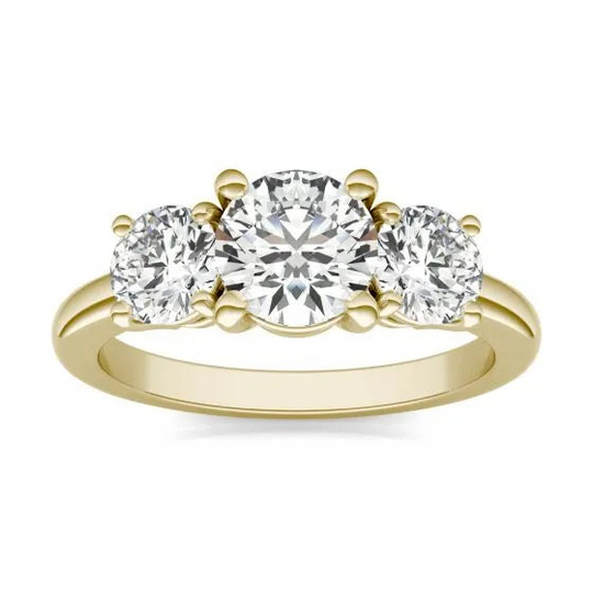 Stunning 2 CTW AGI Certified Lab Grown Diamond Three Stone Engagement Ring in Elegant 14K Gold Options