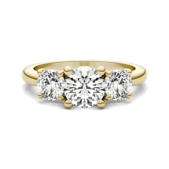 Stunning 2 CTW AGI Certified Lab Grown Diamond Three Stone Engagement Ring in Elegant 14K Gold Options