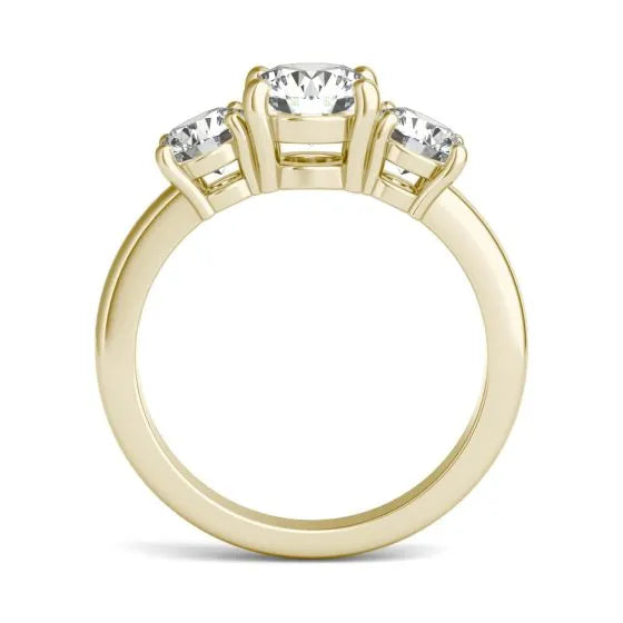 Stunning 2 CTW AGI Certified Lab Grown Diamond Three Stone Engagement Ring in Elegant 14K Gold Options