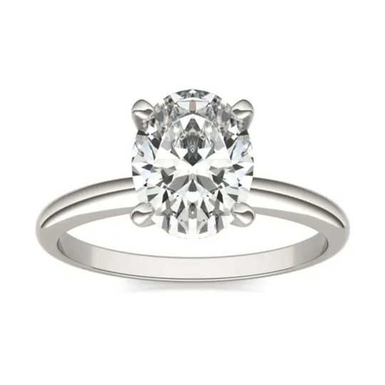 Stunning 2.00 CTW AGI Certified Oval Lab Grown Diamond Engagement Ring in Elegant 14K White Gold