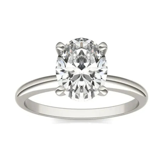 Stunning 2.00 CTW AGI Certified Oval Lab Grown Diamond Engagement Ring In Elegant 14K White Gold