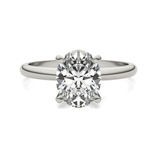 Stunning 2.00 CTW AGI Certified Oval Lab Grown Diamond Engagement Ring in Elegant 14K White Gold-Slay Eclectic