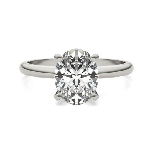 Stunning 2.00 CTW AGI Certified Oval Lab Grown Diamond Engagement Ring in Elegant 14K White Gold