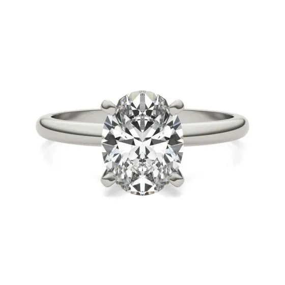 Stunning 2.00 CTW AGI Certified Oval Lab Grown Diamond Engagement Ring In Elegant 14K White Gold