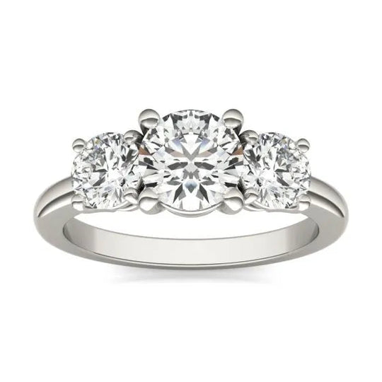 Timeless Elegance: 2 CTW Three-Stone Round Lab Grown Diamond Engagement Ring in 14K White Gold-Slay Eclectic