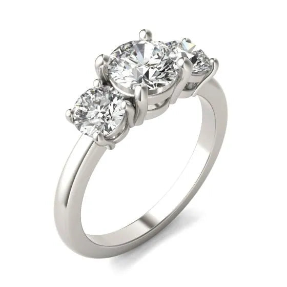 Timeless Elegance: 2 CTW Three-Stone Round Lab Grown Diamond Engagement Ring in 14K White Gold-Slay Eclectic