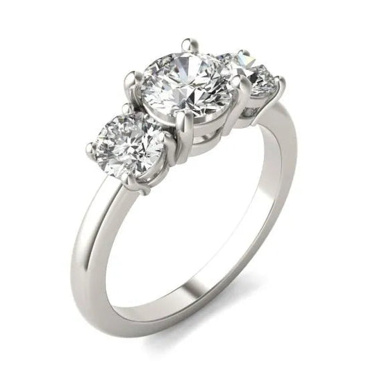 Timeless Elegance: 2 CTW Three-Stone Round Lab Grown Diamond Engagement Ring In 14K White Gold