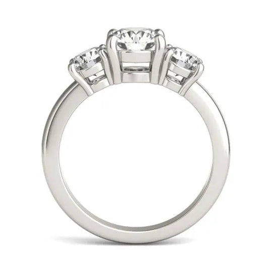 Timeless Elegance: 2 CTW Three-Stone Round Lab Grown Diamond Engagement Ring in 14K White Gold-Slay Eclectic