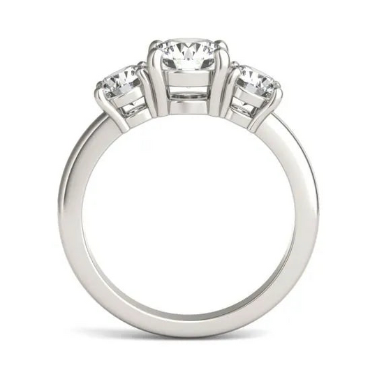 Timeless Elegance: 2 CTW Three-Stone Round Lab Grown Diamond Engagement Ring in 14K White Gold