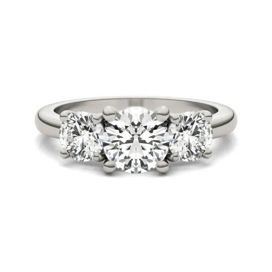 Timeless Elegance: 2 CTW Three-Stone Round Lab Grown Diamond Engagement Ring in 14K White Gold