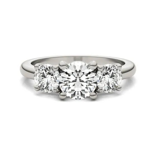 Timeless Elegance: 2 CTW Three-Stone Round Lab Grown Diamond Engagement Ring in 14K White Gold