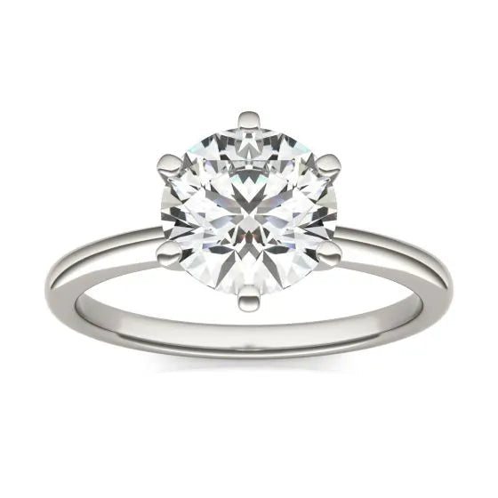 Radiant 2 CTW Round Lab Grown Diamond Solitaire Engagement Ring in 14K White Gold-Slay Eclectic