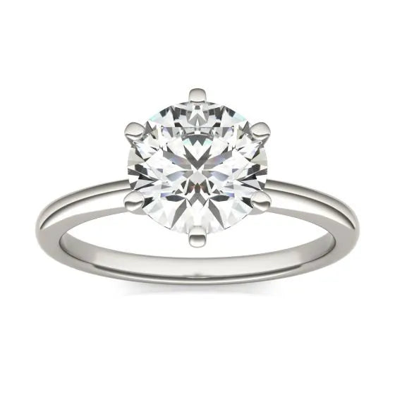 Radiant 2 CTW Round Lab Grown Diamond Solitaire Engagement Ring in 14K White Gold