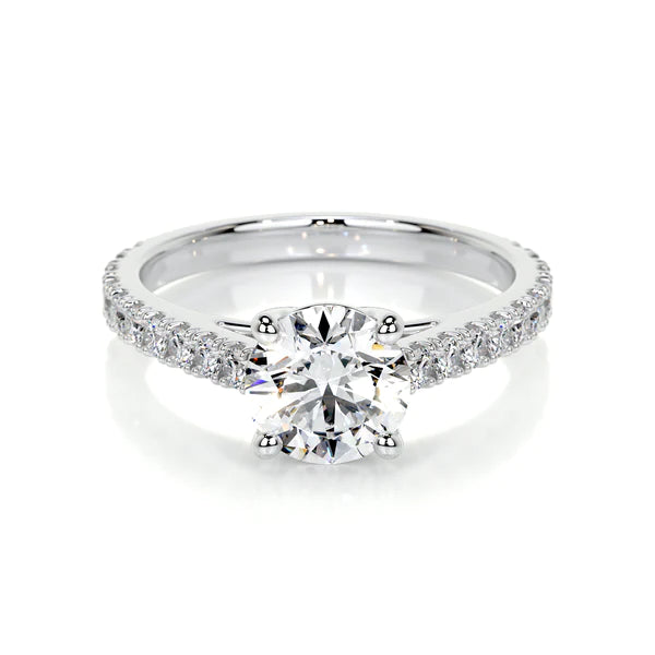 Stunning Ethical Round Brilliant Lab Grown Diamond Engagement Ring in 14K White Gold - Choose Your Carat Weight!