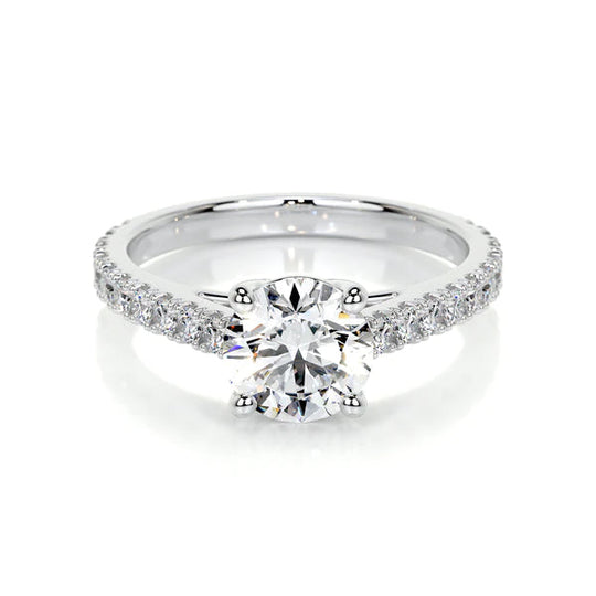 Stunning Ethical Round Brilliant Lab Grown Diamond Engagement Ring In 14K White Gold - Choose Your Carat Weight!