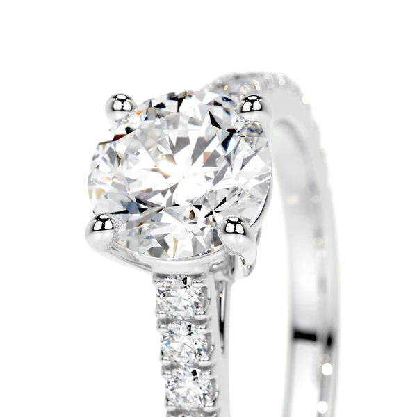 Stunning Ethical Round Brilliant Lab Grown Diamond Engagement Ring in 14K White Gold - Choose Your Carat Weight!