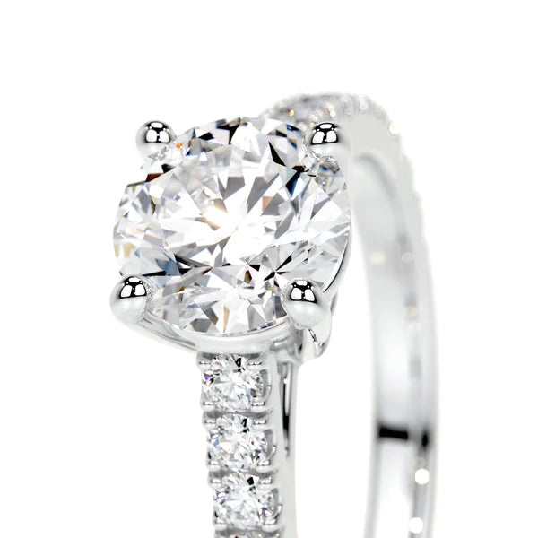 Stunning Ethical Round Brilliant Lab Grown Diamond Engagement Ring In 14K White Gold - Choose Your Carat Weight!