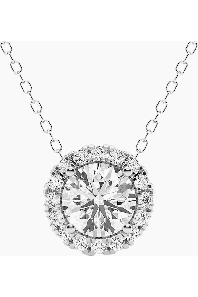 Stunning 2.00 Ct Lab-Created Diamond Halo Pendant Necklace In 14kt White Gold - Gift-Ready!