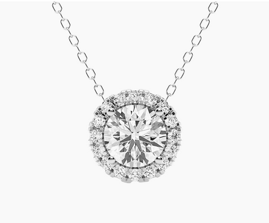 Stunning 2.00 ct Lab-Created Diamond Halo Pendant Necklace in 14kt White Gold - Gift-Ready!