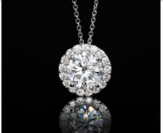 Stunning 2.00 ct Lab-Created Diamond Halo Pendant Necklace in 14kt White Gold - Gift-Ready!-Slay Eclectic