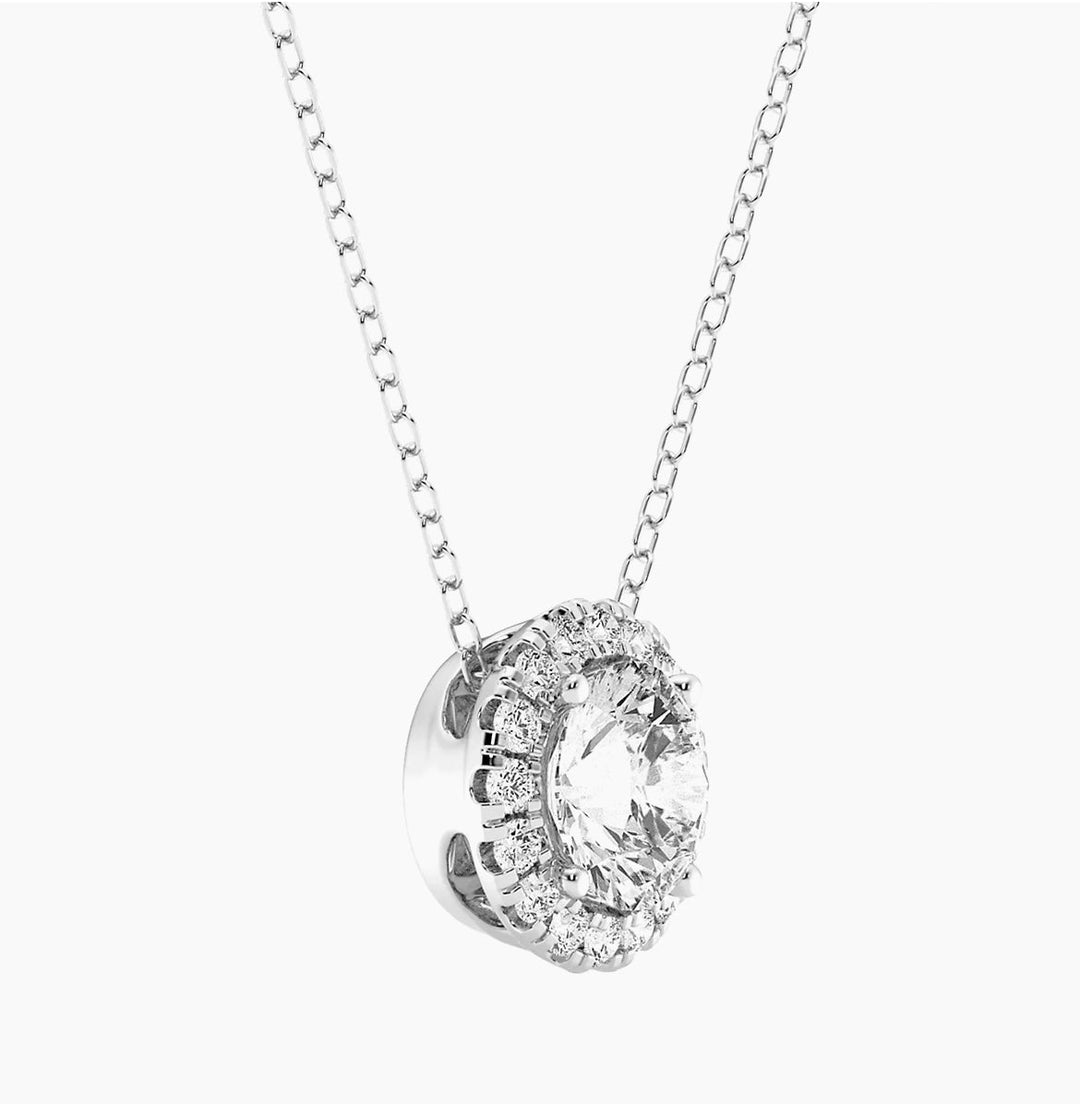 Stunning 2.00 ct Lab-Created Diamond Halo Pendant Necklace in 14kt White Gold - Gift-Ready!-Slay Eclectic