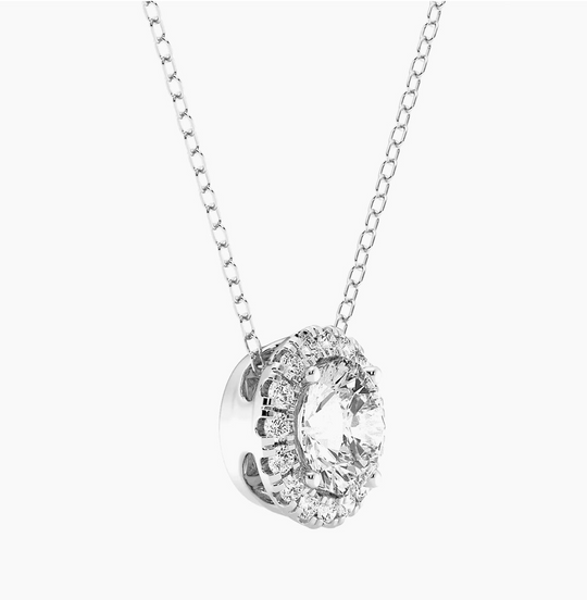 Stunning 2.00 ct Lab-Created Diamond Halo Pendant Necklace in 14kt White Gold - Gift-Ready!