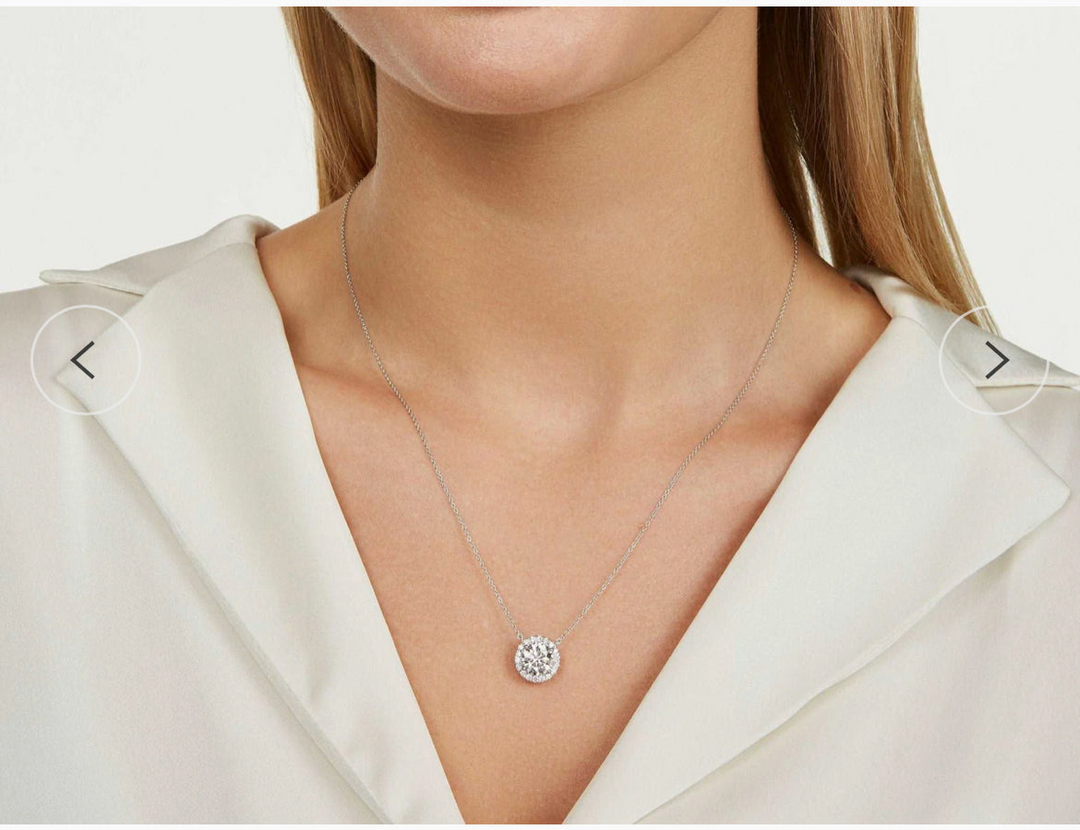 Stunning 2.00 ct Lab-Created Diamond Halo Pendant Necklace in 14kt White Gold - Gift-Ready!