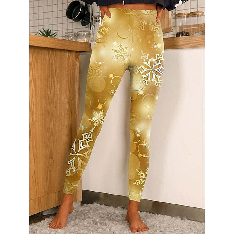 Women‘S Christmas Leggings Stretchy Twinkle Star Moisture Wicking Yoga Fitness Tennis Tights Stretchy Spandex Winter Sports Activewear Cropped Leggings