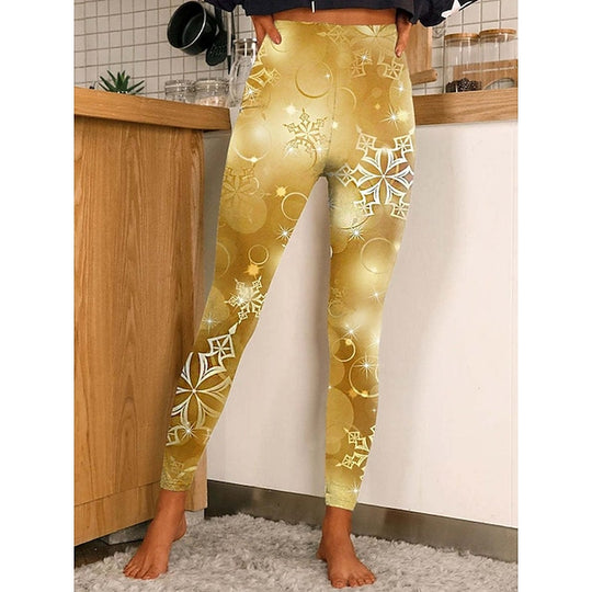 Women‘S Christmas Leggings Stretchy Twinkle Star Moisture Wicking Yoga Fitness Tennis Tights Stretchy Spandex Winter Sports Activewear Cropped Leggings