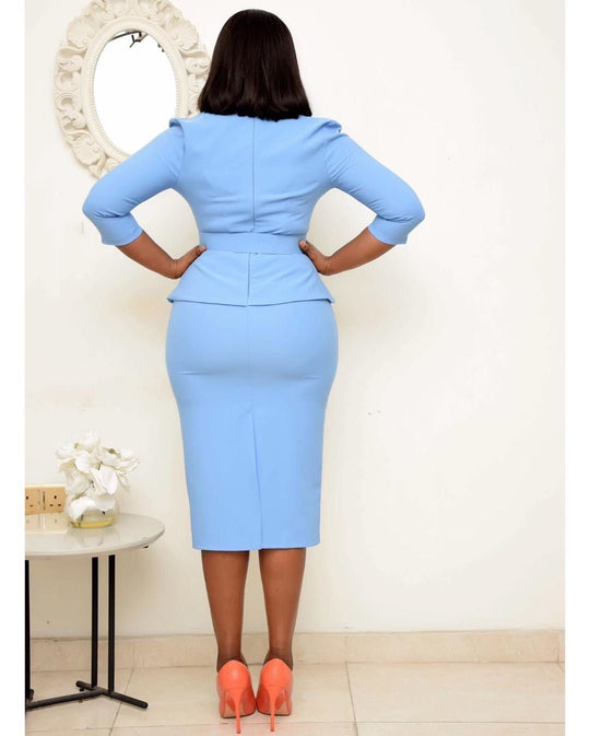 3D - Accented Belted Pencil Dress for Women - Elegance - Slay Eclectic