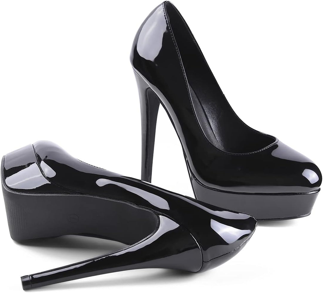 Sexy Black Platform Heels Pumps Women'S High Heels Stilettos Slip on Dress Party Wedding Prom Heel Stilettos Pumps BKK-9.5