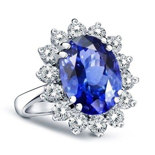 Regal Elegance: 3.00ct Princess Diana Inspired Lab Grown Sapphire & Diamond Ring in 14K White Gold