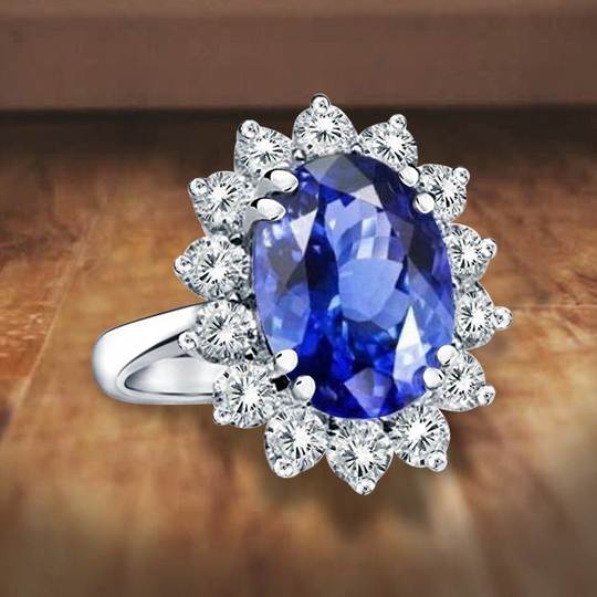 Regal Elegance: 3.00ct Princess Diana Inspired Lab Grown Sapphire & Diamond Ring in 14K White Gold