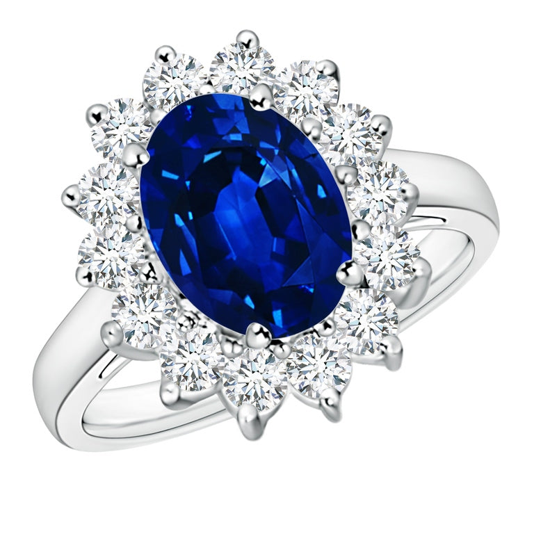 Regal Elegance: 3.00ct Princess Diana Inspired Lab Grown Sapphire & Diamond Ring in 14K White Gold-Slay Eclectic