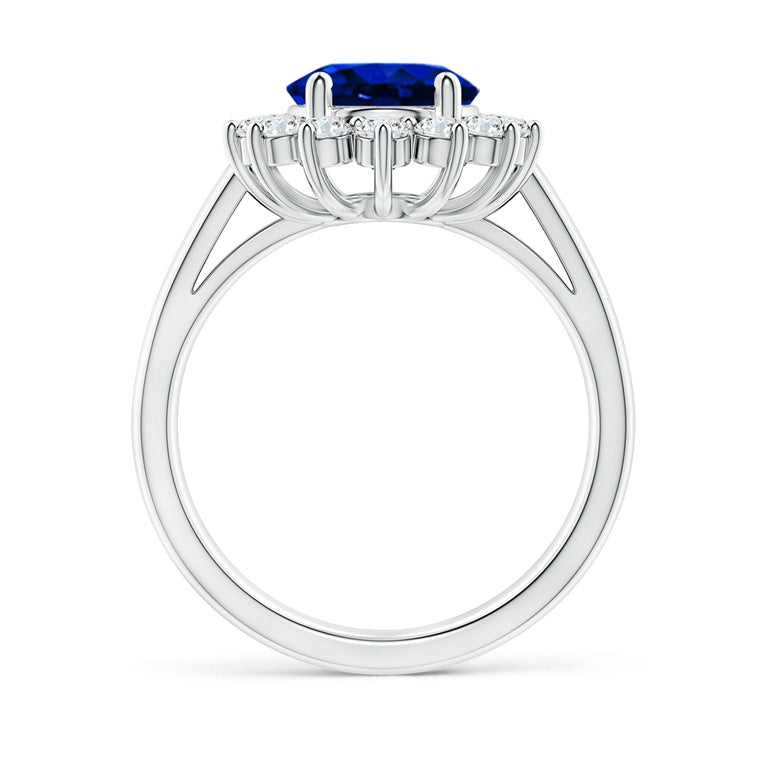 Regal Elegance: 3.00ct Princess Diana Inspired Lab Grown Sapphire & Diamond Ring in 14K White Gold