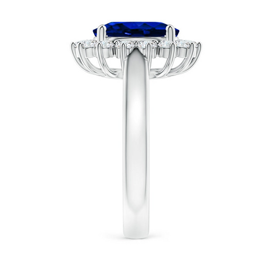 Regal Elegance: 3.00ct Princess Diana Inspired Lab Grown Sapphire & Diamond Ring in 14K White Gold