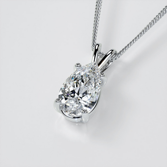 Exquisite 2.00 CTW Pear Cut Lab-Grown Diamond Pendant in Luxurious 14K White Gold