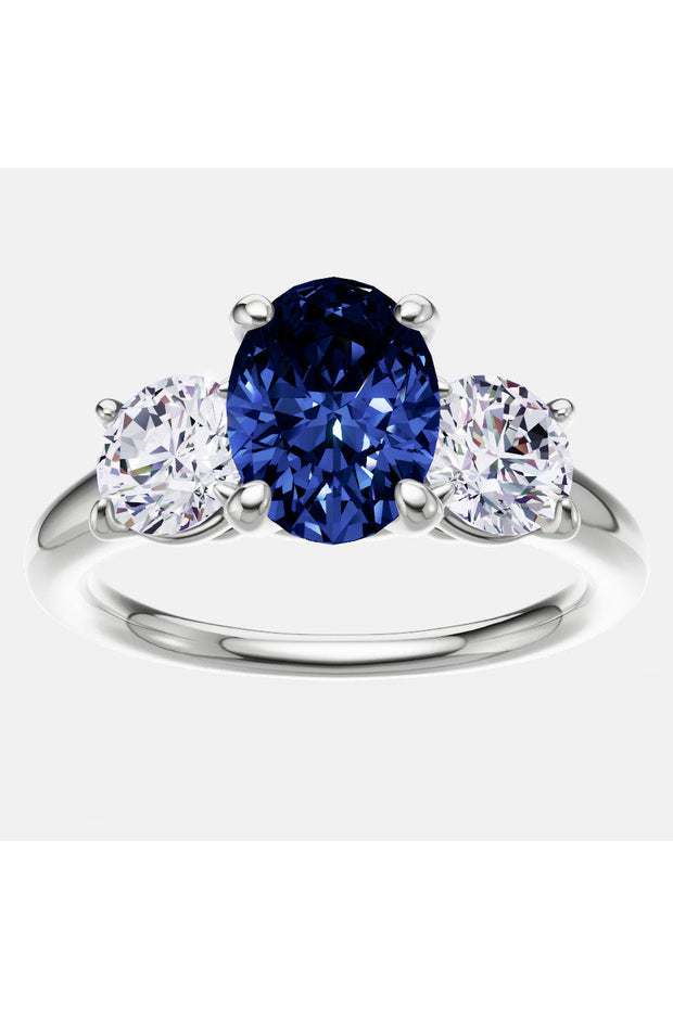 Timeless Elegance: 2.00 CTW Lab Created Blue Sapphire & Diamond Engagement Ring In 14kt Gold