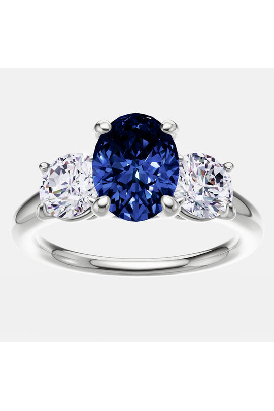 Timeless Elegance: 2.00 CTW Lab Created Blue Sapphire & Diamond Engagement Ring in 14kt Gold-Slay Eclectic