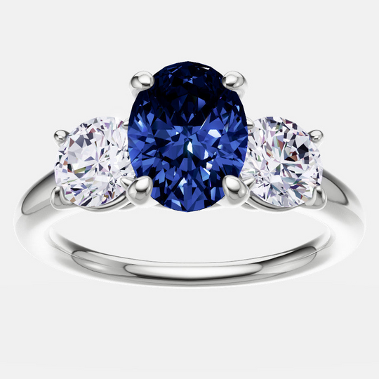 Timeless Elegance: 2.00 CTW Lab Created Blue Sapphire & Diamond Engagement Ring in 14kt Gold