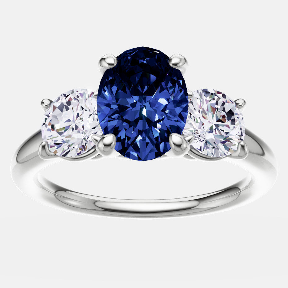 Timeless Elegance: 2.00 CTW Lab Created Blue Sapphire & Diamond Engagement Ring In 14kt Gold