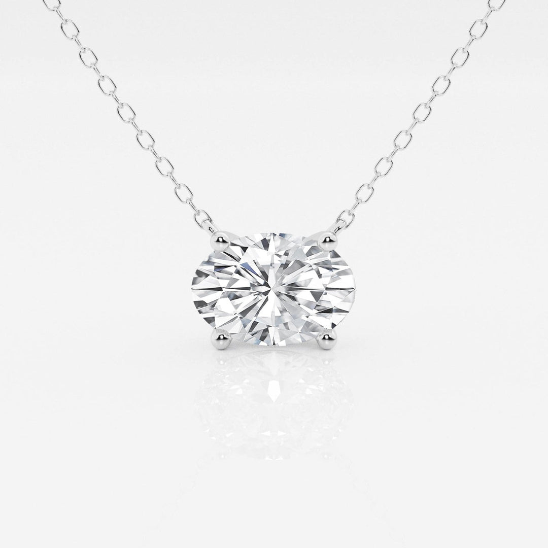 2.00 CTW AGI Certified Oval Lab Grown Diamond Solitaire Pendant In 14k Yellow Or White Gold