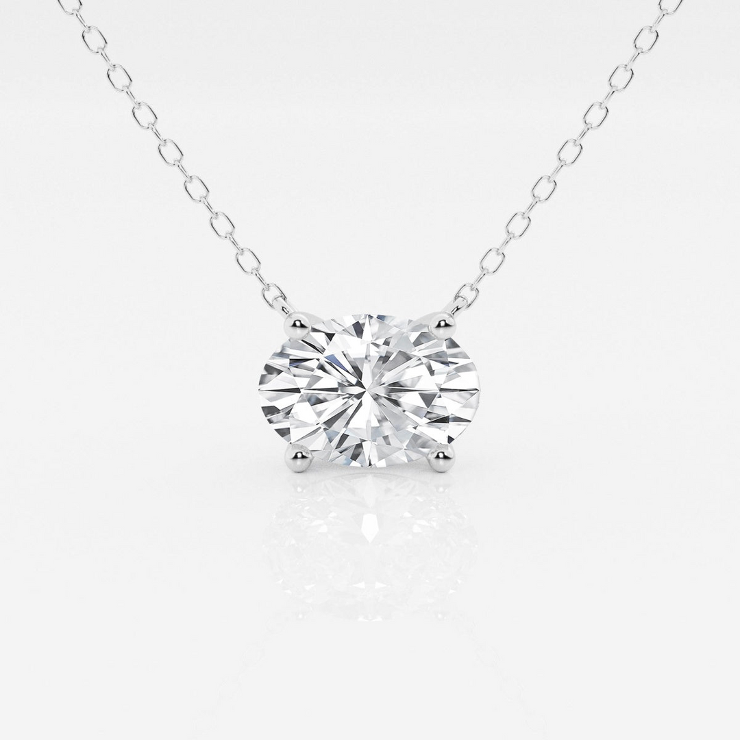 2.00 CTW AGI Certified Oval Lab Grown Diamond Solitaire Pendant in 14k Yellow or White Gold